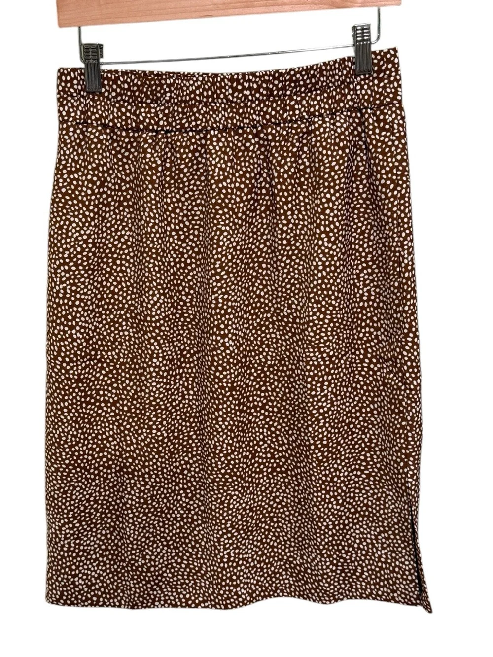 NWT J. Crew Brown and White Dot Pencil Skirt - Size Small